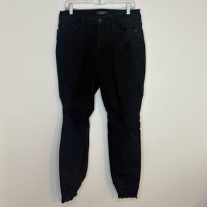 Judy Blue Black Distressed Holy Skinny Jeans Raw Hem Size 14W